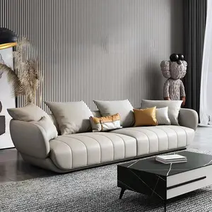 Son yeni Model 3 kişilik oturma odası mobilya kanal püsküllü kanepe Modern oturma odası ev leathkumaş kanepe