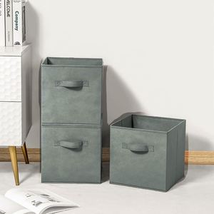 4008126 Pack Home <b>Shelf</b> <b>Basket</b> Collapsible Foldable Storage Cubes Clothing Organizer Space Saving Non Woven Storage Bin Box - Product Image 6