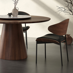 Bàn ăn tròn bằng gỗ nguyên khối để sử dụng tại nhà, thích hợp cho các căn hộ nhỏ, theo phong cách cổ điển hiện đại và Giữa Thế Kỷ - Product Image 4