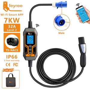 Cargador de Vehículos Eléctricos Feyree de 7KW con WIFI, Aplicación Inteligente, Enchufe NACS, Fase 1, 32A, con Cables de Carga de 5M para Estación de Carga de Automóviles Tesla - Product Image 1