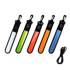 LED Glowing Luminous Reflective Safety Alert Hand Strap Bicycle Light Backpack Hanging Light for Night Running Battery Lanyard