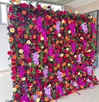 Décorations de fête de la mariée Roll Up Flower Wall Backdrop 8x8 Flower Walls Purple 360 Photo Booth Background for Events