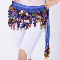 Écharpe de hanche arabe Caderin pour danse du ventre, avec pièces de monnaie, glands et accessoires, vente en gros pour femmes, polyester gaufré, sequins multicolores pour danse du ventre