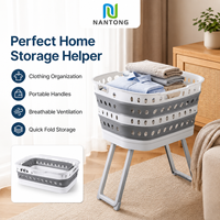 Panier à linge pliable en plastique PP avec poignée, panier de rangement vertical pour vêtements sales pour la salle de bain