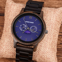 Montres antiques de luxe en bois OEM Montre habillée pour hommes Drop Shipping Logo personnalisé Verre naturel MIYOTA Mouvement Cadran Phase de lune 1 Pc