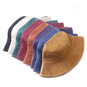 Wholesale Fashion Fishermen <b>Hat</b> Custom Design OEM Embroidery Logo Plain Solid Color Women Men <b>Reversible</b> Corduroy <b>Bucket</b> <b>Hat</b> - Product Image 2