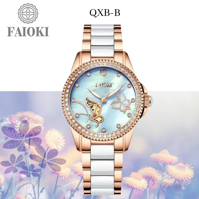 Faioki Fashionable And Luxurious Ladies Mechanical Watch With ETA Movement Butterfly Design