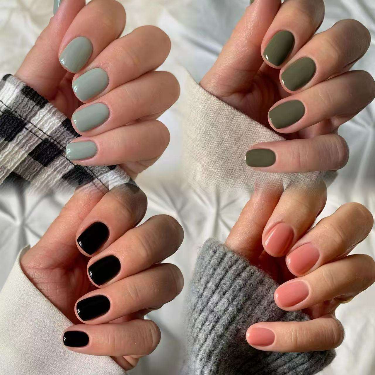 Short Pure Color 24Pcs Machine Made Nails Acrylic Artificial Fingernails Wholesale False Nails Press on Nails