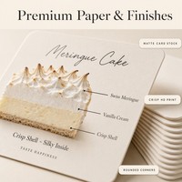 Cartes d'information personnalisées en gros pour desserts, fiches de présentation des saveurs de gâteaux pour comptoir de boulangerie, présentoirs en papier, vente en gros