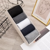 KTS92 Chaussettes pour hommes et femmes d'affaires, couleur unie, avec logo personnalisé, 5 paires, été, boîte-cadeau mince, chaussettes de cheville pour étudiants, bateau de sport