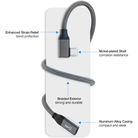 Câble d'extension USB 3.1 ULT-unite 0,3 m 0,5 m 1 m USB 20V 5A 100W de charge 10 Gbps Type C mâle vers femelle à 90 degrés