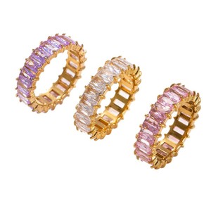 Anel de Aço Inoxidável PVD 18K de Alta Qualidade à Prova d'Água com Pedra de Zircônia para Homens e Mulheres - Product Image 5