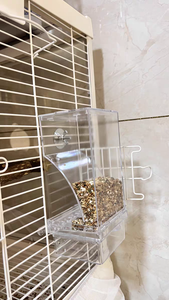 Автоматическая водяная клетка, кормушка для птиц с подставкой, Пластиковый Дозатор для еды, акриловый прозрачный/Синий, автоматическая заправка для попугаев - Product Image 2