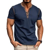 Chemises à manches courtes pour hommes, décontractées, été, coton, Henley, coupe ajustée, classiques, broderie 3D, séchage rapide, respirantes