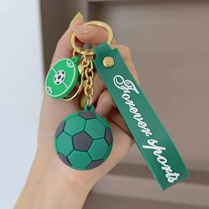 Porte-clés en plastique en forme de ballon de football de dessin animé avec petit pendentif pour sacs d'école et cadeaux souvenirs - Product Image 3