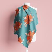 1 Meter MOQ 100% Katun Organik Poplin Lembut Bermotif Bunga Oranye Kain Ramah Lingkungan untuk Pakaian Wanita Kemeja & Tas Tenun