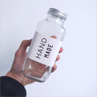 Récipient de yaourt en verre carré de 16oz bouchon à vis 100ml bouteille de lait laitier en liège emballage de diffuseur en boîte sérigraphié 250ml 4oz