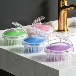 Cepillo de champú transparente, peine para champú, cepillo de masaje para la cabeza, cepillo de baño, peine de masaje de silicona para champú y meridianos - Product Image 2