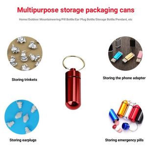 Cheap Wholesale Creative Aluminium Pill Box <b>Key</b> <b>Chain</b> Pill Case Metal Pill Box Medicine Drug Bottle Case - Product Image 6