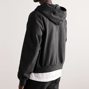 Boxy Zip up Y2k Men Hoodie Distressed Organic Cotton Pullover Full Zip Hoodie Custom 500 Gsm Heavyweight Zip Hoodie Manufacturer - Product Image 5