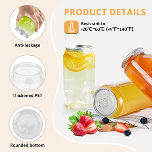 Boîtes de conserve en plastique PET transparentes personnalisables avec logo, avec couvercles en aluminium, pour boissons et gâteaux - Product Image 4