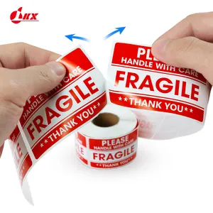 Warning fragile tape sticker labels for small business Self Adhesive Customs printing Semi glossy