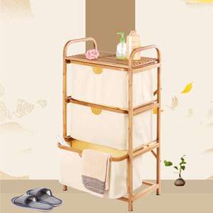 Cesto <span class=keywords><strong>de</strong></span> almacenamiento <span class=keywords><strong>de</strong></span> <span class=keywords><strong>ropa</strong></span> sucia <span class=keywords><strong>de</strong></span> bambú, cesto separador con tela blanca y 4 ruedas giratorias - Product Image 4