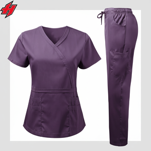 Hôpital personnalisé élégant Spa uniforme multi poches femmes confortable tissé médical gommages uniforme ensemble soins infirmiers gommages pour les femmes - Product Image 1