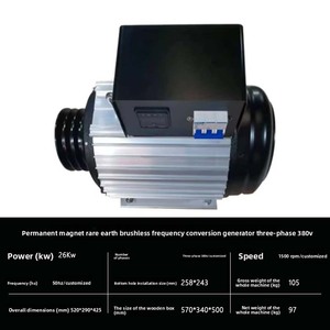เครื่องกำเนิดไฟฟ้าแม่เหล็ก EDF-26 26KW สามเฟส 380V แบบไร้แปรงถ่าน ใช้แม่เหล็กแรร์เอิร์ธ ปรับความถี่ได้ IP54 ทองแดงแท้ 100% EDF- EDF-26 ประสิทธิภาพสูง - Product Image 6