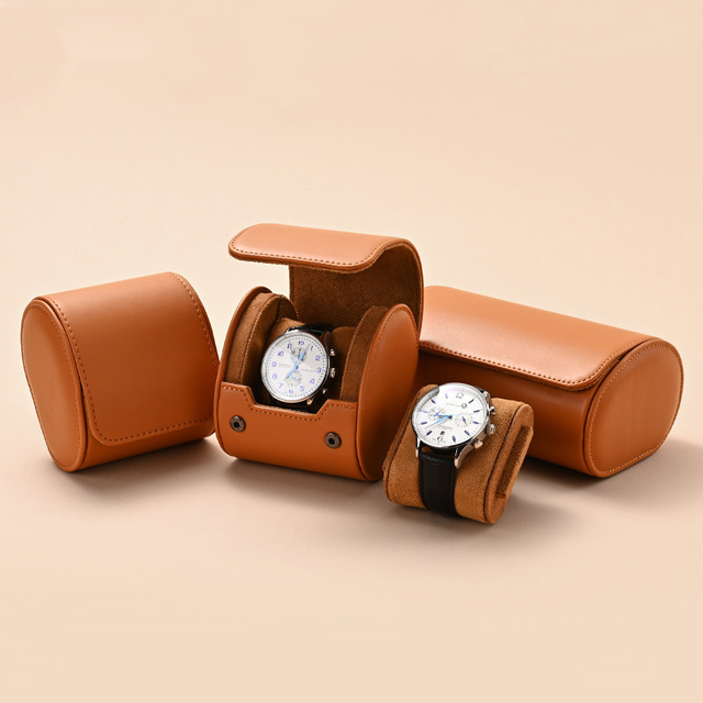 Brown Luxury Watch Box Premium Leather Travel Watch Packaging High-End Watch Gift Set Portable Storage Case