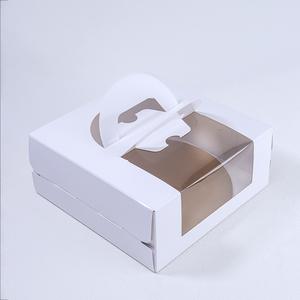 Caja de Pastel Cuadrada Blanca Portátil y Plegable para Panaderí<span class=keywords><strong>a</strong></span>, con Ventana Transparente de PVC - Product Image 3