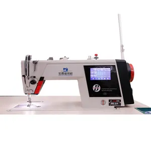 Nueva máquina de coser Industrial de cama plana de alta velocidad de accionamiento directo automático de punto de cadeneta personalizada al por mayor con mesa de tablero