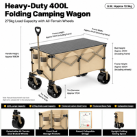 2-in-1 Faltbarer Campingwagen, extra großer, handgezogener Trolley mit Offroad-Rädern aus hochfestem Stahl für Campingplätze