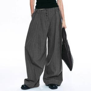 กางเกงขายส่งแฟชั่นลายทางสไตล์ลำลองคุณภาพสูง กางเกงผู้ชายทรงคลาสสิคสบายๆ แบบจีบ - Product Image 6