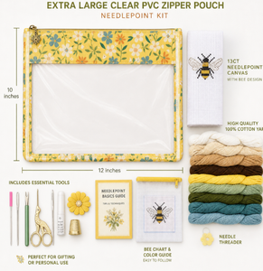 Pochette zippée extra large en PVC transparent <span class=keywords><strong>pour</strong></span> le rangement des aiguilles à broder, sac organisateur de projets imperméable avec fenêtre transparente - Product Image 4