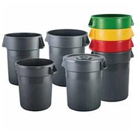 Poubelle ronde en plastique durable de 55 gallons pour la collecte des déchets en intérieur et en extérieur
