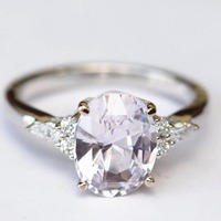 Bague en argent sterling 925 avec zircon cubique et quartz lavande clair, très tendance