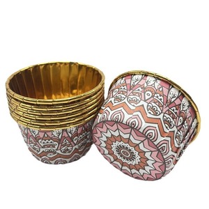 Beigu Doublures jetables en papier pour gâteaux et cupcakes, à motif oriental, à bord doré et à bord roulé, style arabe, pour la cuisson et l'emballage - Product Image 3