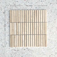 Carrelage mural moderne en mosaïque de travertin à rainures naturelles, finition mate, courbe 3D concave, pour cuisine, salle de bain, bar
