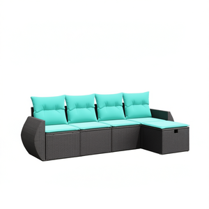 Poly Rattan Garden Sofa Set 4 Seater Outdoor Furniture With Powder Coated Steel <b>Frame</b> Contemporary Design - Product Image 1