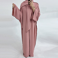 Loriya2024 Ensemble trois pièces sur AliExpress Robe cardigan à garniture de couleur unie Vêtements d'été décontractés pour le Moyen-Orient Turquie Dubaï