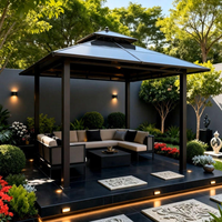 Pavillon en acier de style ferme, grande structure de jardin, moustiquaire, coupe-vent, montage facile, pour jardin et cour arrière