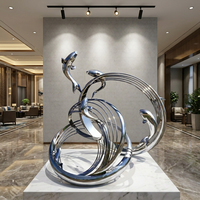 Sculpture de dauphin sautant en acier inoxydable poli, résistante aux intempéries, statue réfléchissante sur le thème de l'océan, décoration de jardin, bord de mer, parc, hôtel