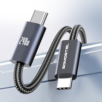 Kabel Data USB Type C SOMOSTEL SMS-BY01 Power Bank Aluminium Alloy 1.2m 240W Pengisian Cepat untuk Samsung Kabel Tipo C Carga Rapida