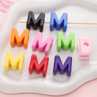 Perles en acrylique en forme de lettres, à grand trou (14 à 20 mm), colorées, pour la création de chaînes de téléphone et d'accessoires de porte-clés DIY