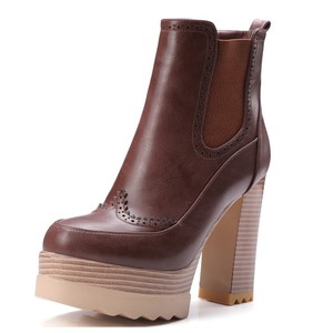 <span class=keywords><strong>Botas</strong></span> Cortas de Otoño e Invierno para Mujer, Estilo Europeo y Americano, Tacón <span class=keywords><strong>Grueso</strong></span>, Plataforma Impermeable, Botines de Tubo Corto - Product Image 3