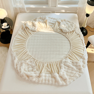 Mùa Thu Mùa Đông Duy Nhất Mảnh Thỏ Lông Sang Trọng Tấm Ga Giường San Hô Sữa Nhung Nệm Bìa Bảo Vệ Dày Lông Cừu Được Trang Bị Tấm - Product Image 3