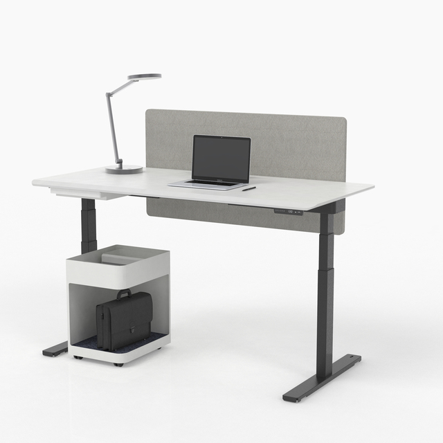 Uispair Customized Modern Electric Height Adjustable Intelligent Standing Desks Metal Wood Construction L-shaped Design 2 Motors