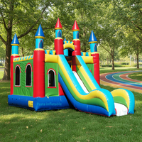 Promotion : Grande structure gonflable commerciale personnalisée en PVC pour l'extérieur, avec toboggan et zone de saut, garantie 3 ans