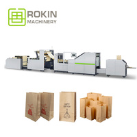 Machine à fabriquer des sacs en papier à fond carré avec alimentation automatique en rouleaux de couleur SOS de la marque ROKIN avec impression flexo